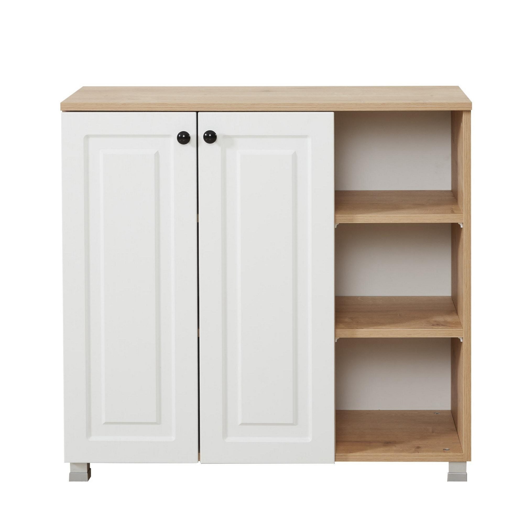 Armário multiusos – 90 cm x 85 cm x 37 cm – Carvalho Safira e Nogueira – Painel de partículas