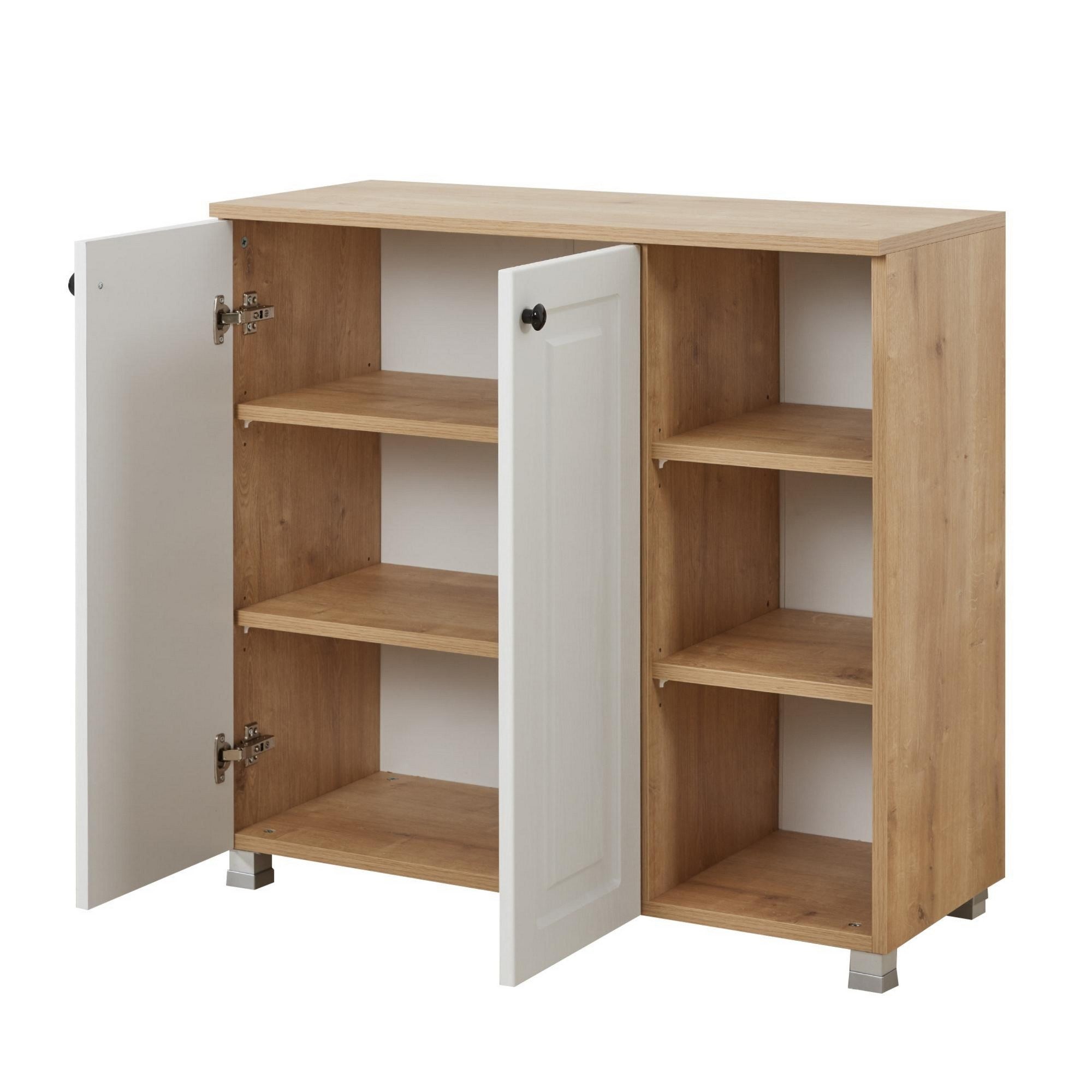 Armário multiusos – 90 cm x 85 cm x 37 cm – Carvalho Safira e Nogueira – Painel de partículas