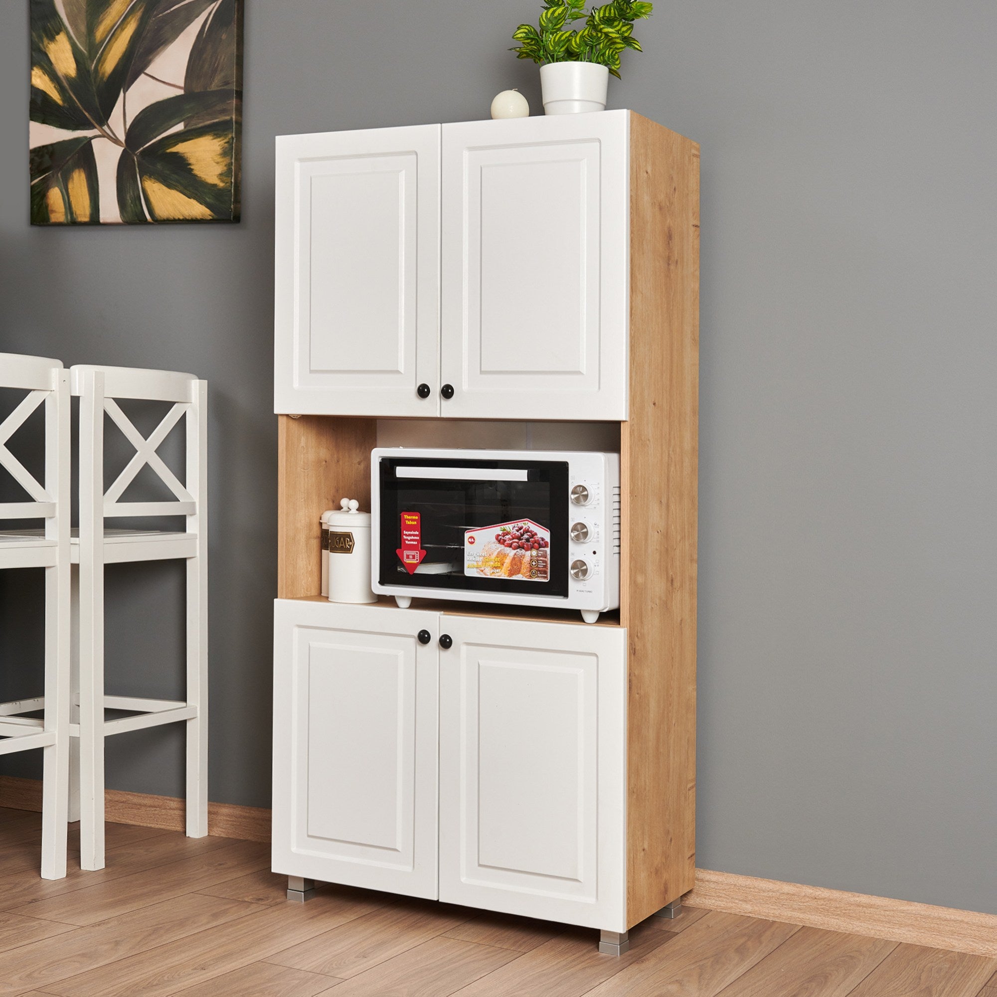 Armário multiuso – 80 cm x 160 cm x 39 cm – Carvalho Safira e Nogueira – MDF e Partículas