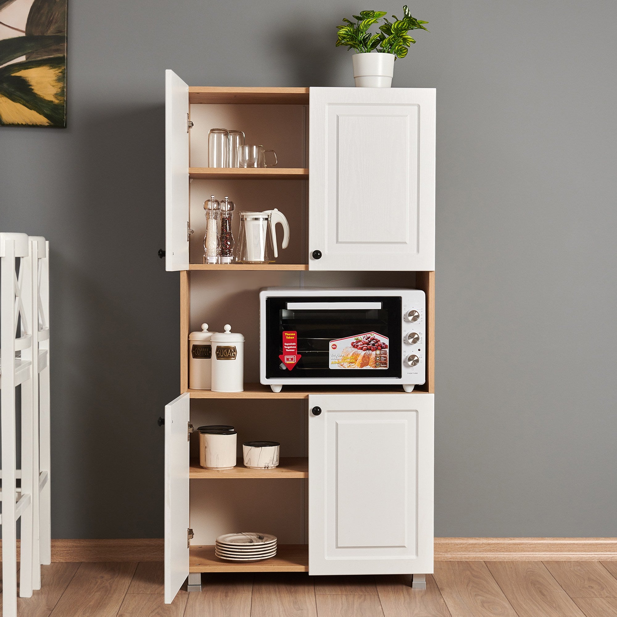 Armário multiuso – 80 cm x 160 cm x 39 cm – Carvalho Safira e Nogueira – MDF e Partículas