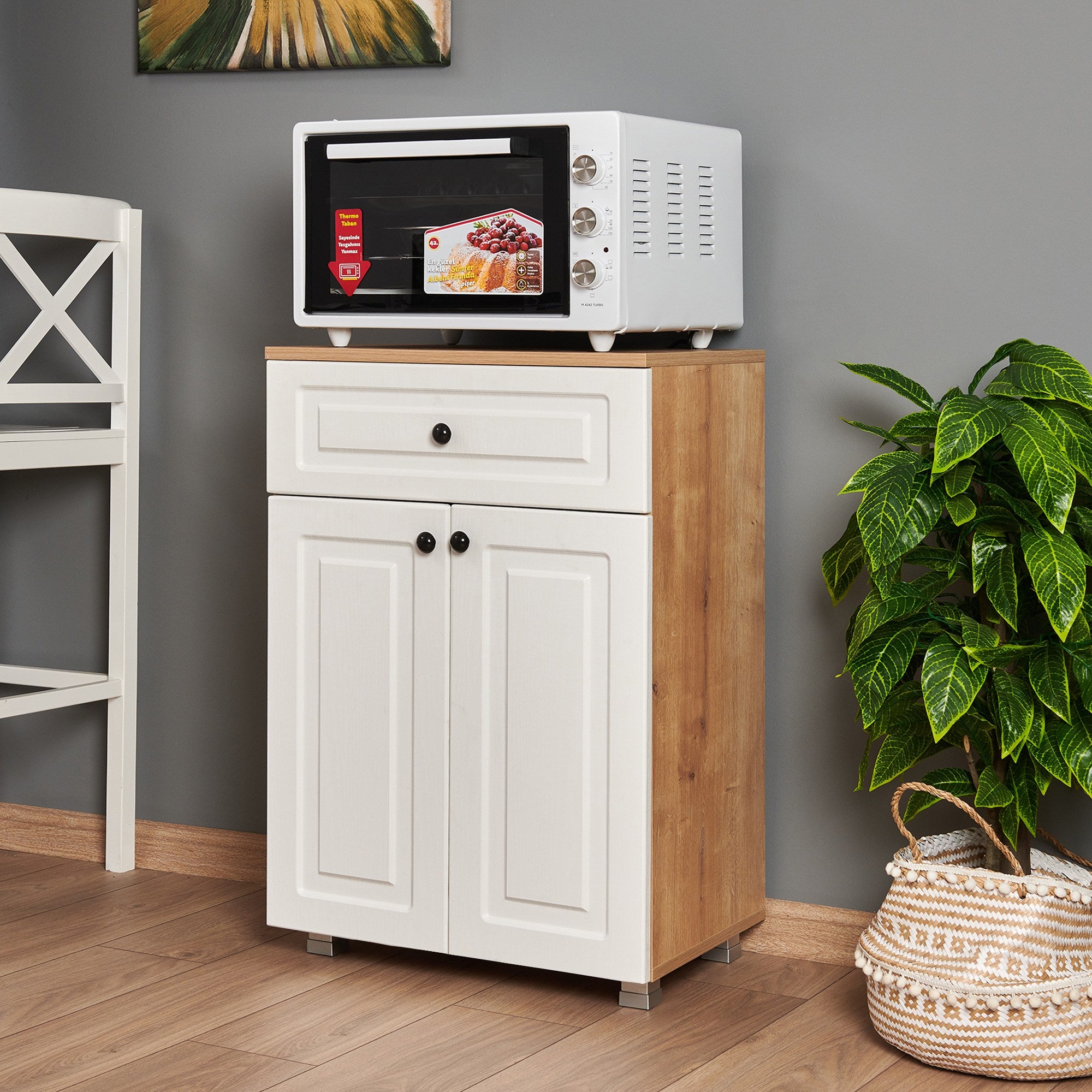 Armário multiusos – 60 cm x 89.5 cm x 39 cm – Carvalho Safira e Nogueira – Painéis de partículas revestidos a melamina