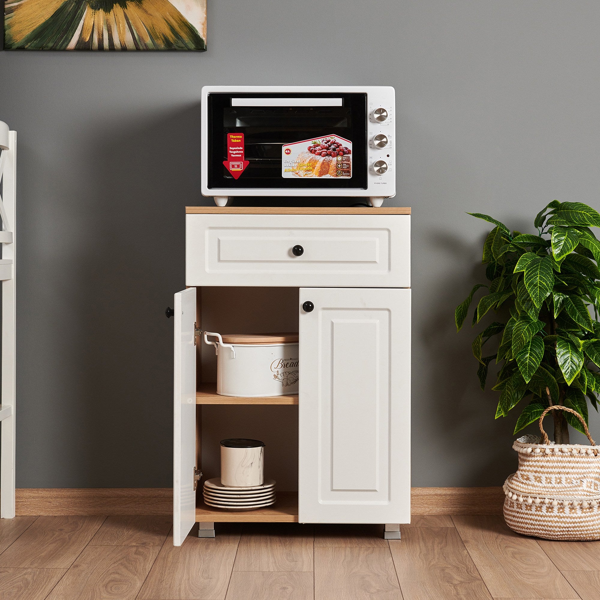 Armário multiusos – 60 cm x 89.5 cm x 39 cm – Carvalho Safira e Nogueira – Painéis de partículas revestidos a melamina