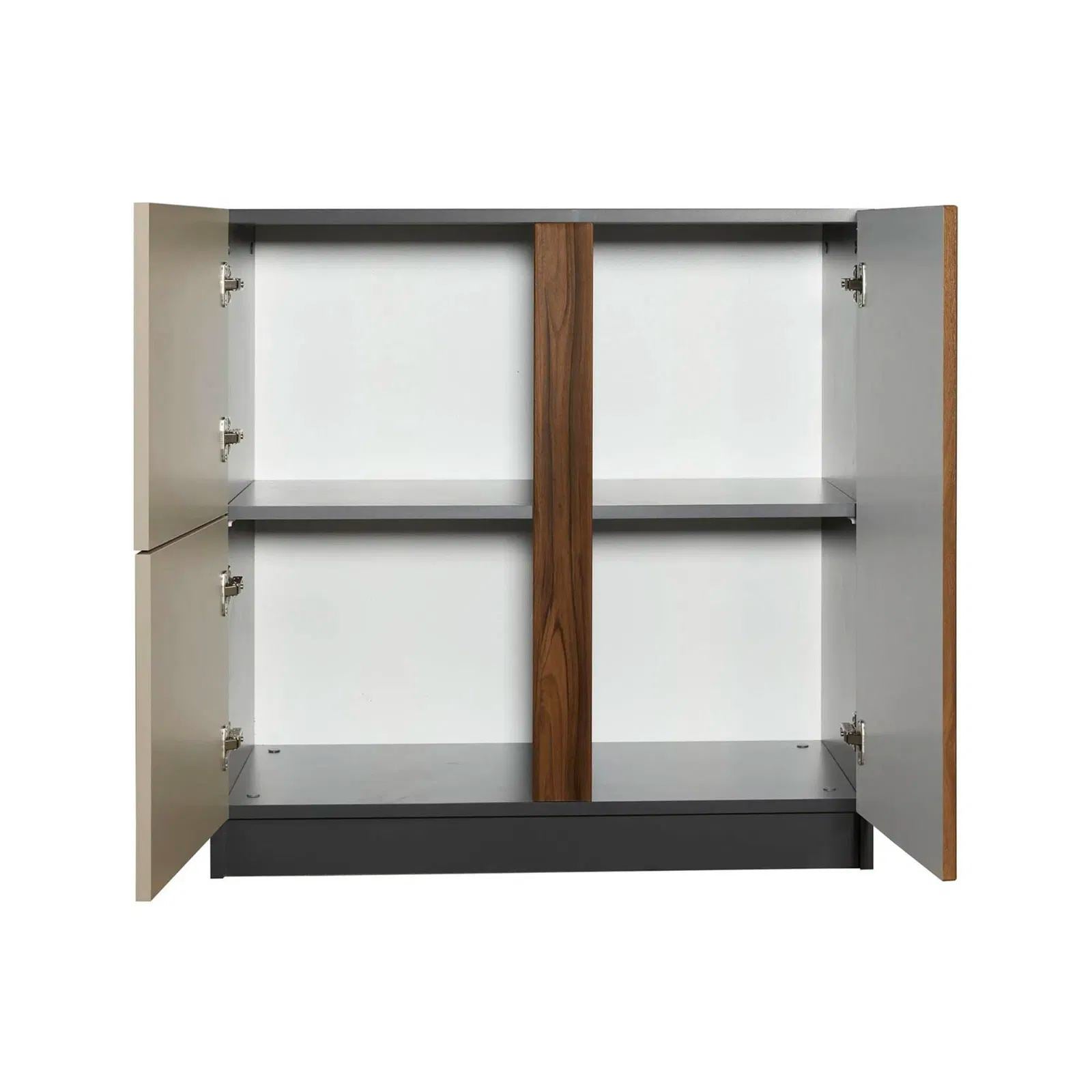 Armário multiusos – 90 cm x 90 cm x 47 cm – Antracite/Nogueira – Aglomerado revestido a melamina