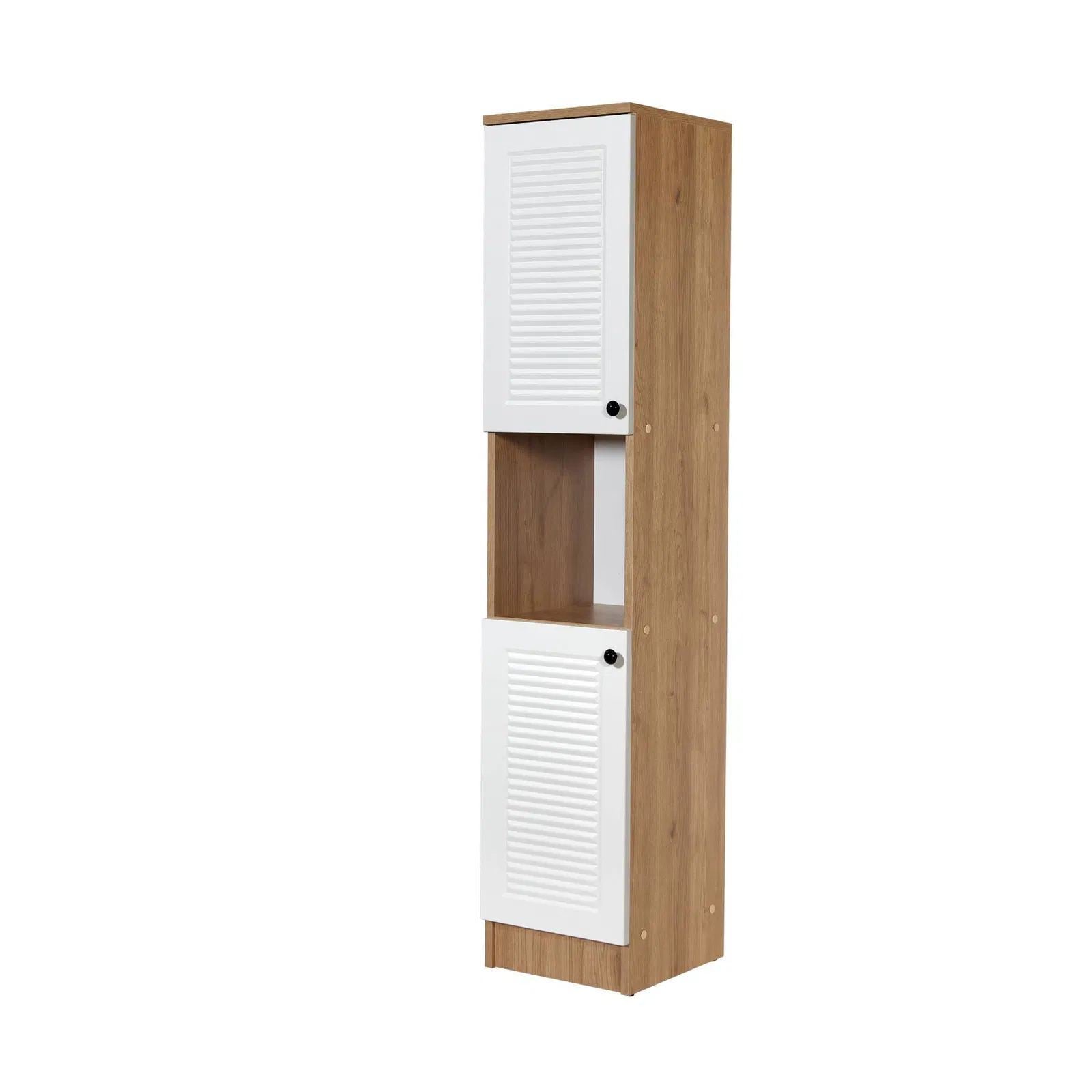 Armário Multiusos – 35.2cm x 171.8cm x 37.8cm – Carvalho e Branco – Aglomerado revestido a melamina