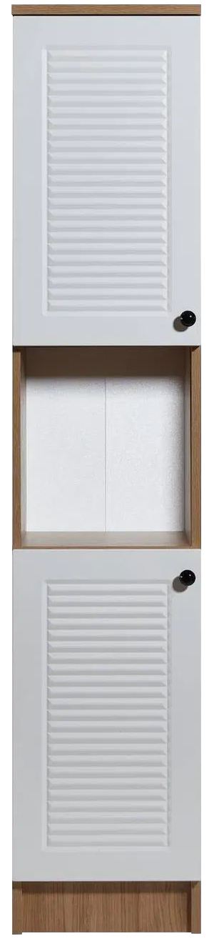 Armário Multiusos – 35.2cm x 171.8cm x 37.8cm – Carvalho e Branco – Aglomerado revestido a melamina