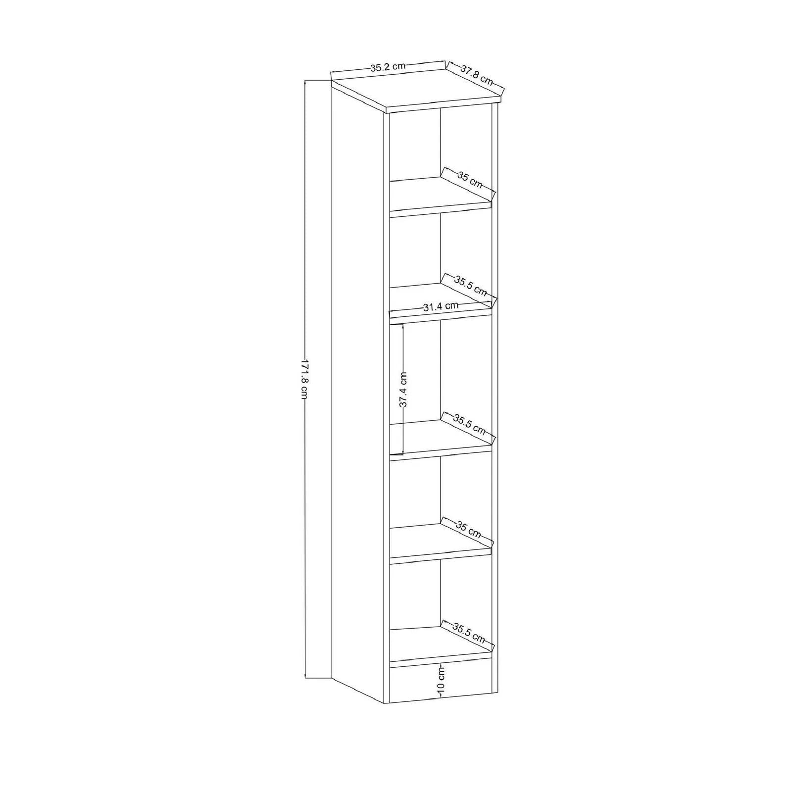 Armário Multiusos – 35.2cm x 171.8cm x 37.8cm – Carvalho e Branco – Aglomerado revestido a melamina