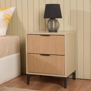 Mesa de Cabeceira Elegante, Cores Carvalho e Deserto, 45 x 56,9 x 40 cm | Aglomerado 100% Melamina, 18 mm de Espessura | Elegante e Funcional para Quartos Modernos