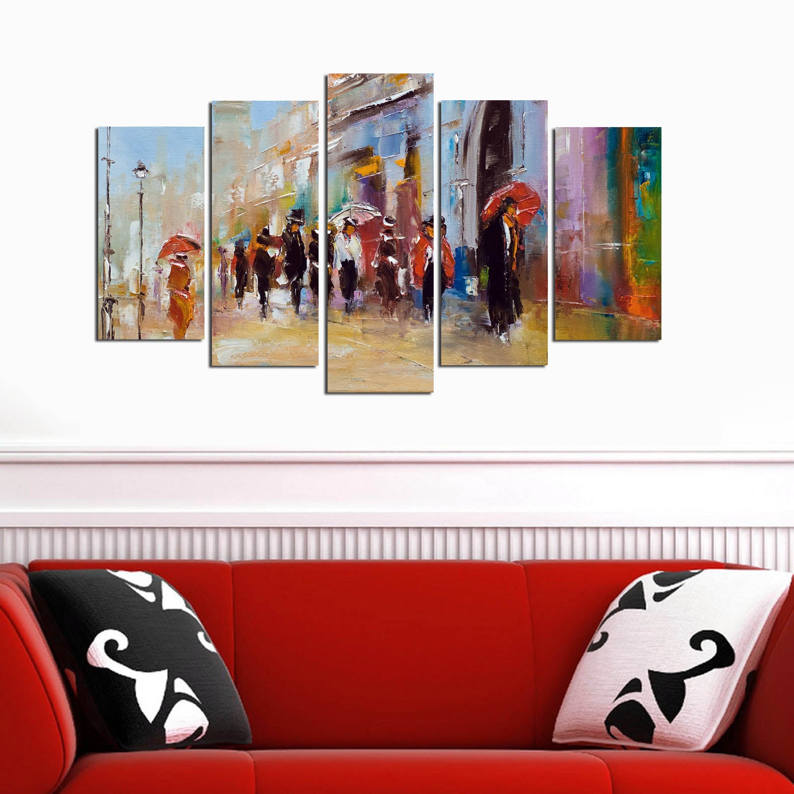 Pinturas Decorativas Elegantes em MDF (5 Peças), 100% MDF, 3 mm de Espessura | Tamanhos: 20x60 cm, 20x50 cm, 20x40 cm | Tamanho Total: 110x60 cm | Perfeito para Decoração de Casa