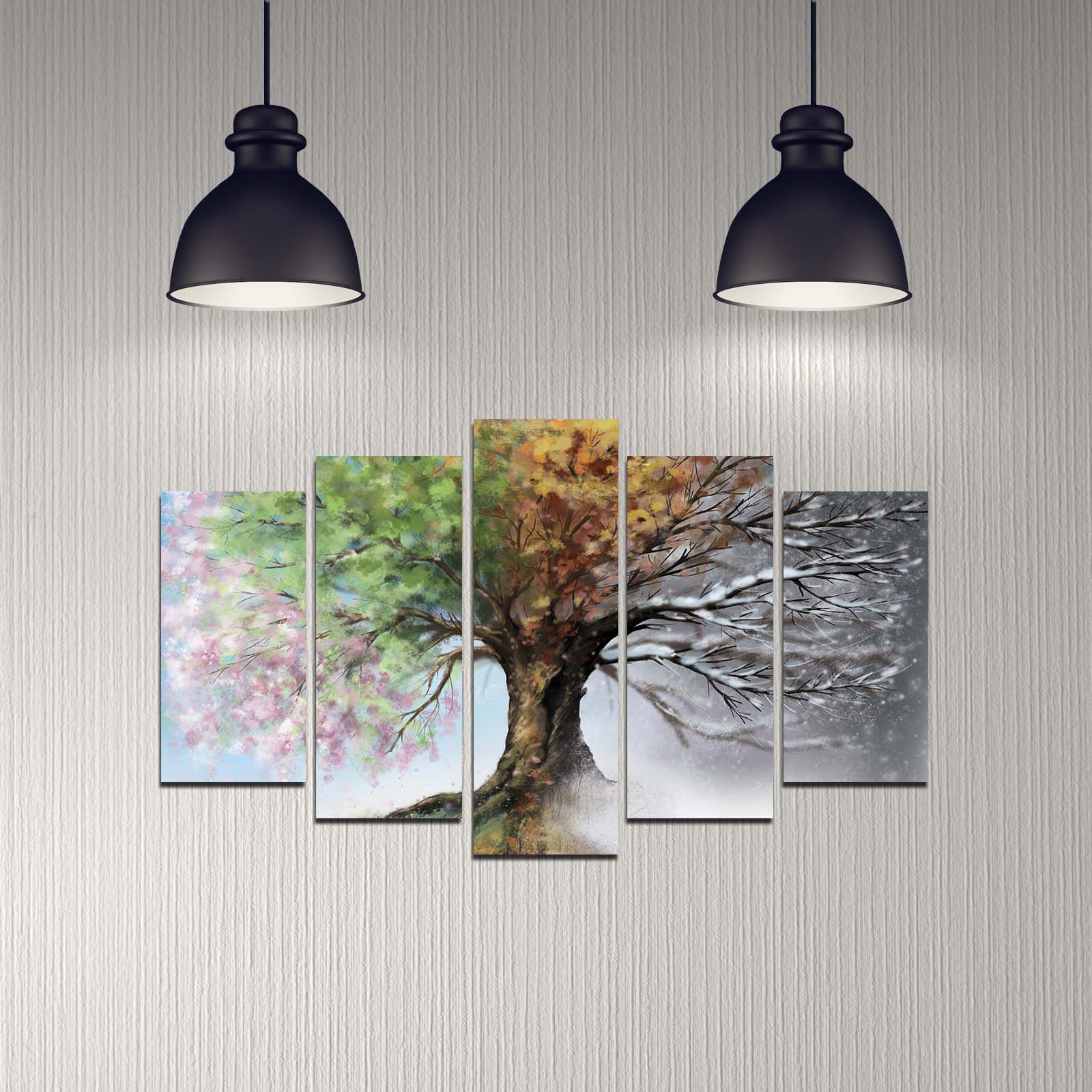 Pinturas Decorativas Elegantes em MDF (5 Peças), 100% MDF, 3 mm de Espessura | Tamanhos: 20x60 cm, 20x50 cm, 20x40 cm | Tamanho Total: 110x60 cm | Perfeito para Decoração de Casa