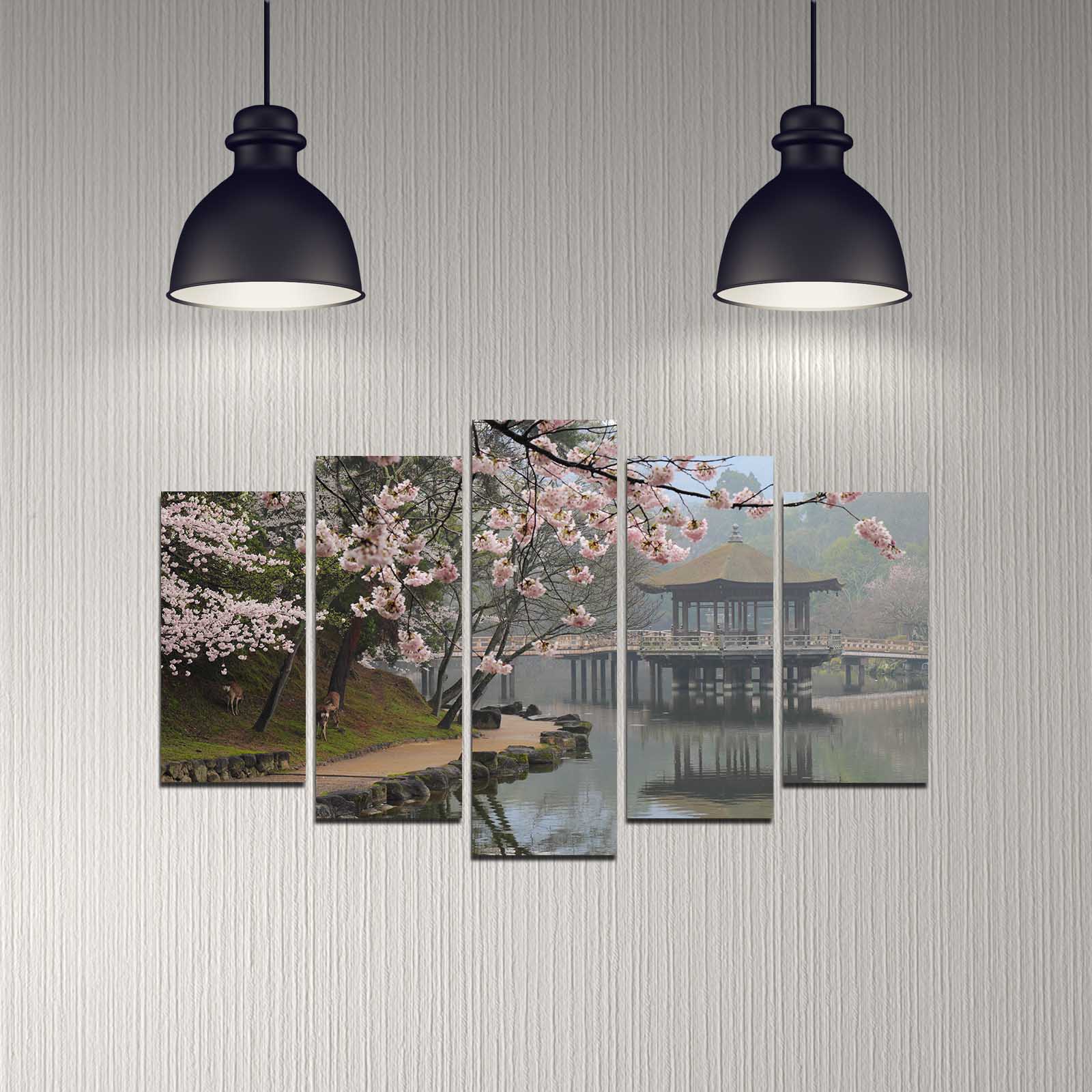 Pinturas Decorativas Elegantes em MDF (5 Peças), 100% MDF, 3 mm de Espessura | Tamanhos: 20x60 cm, 20x50 cm, 20x40 cm | Tamanho Total: 110x60 cm | Perfeito para Decoração de Casa