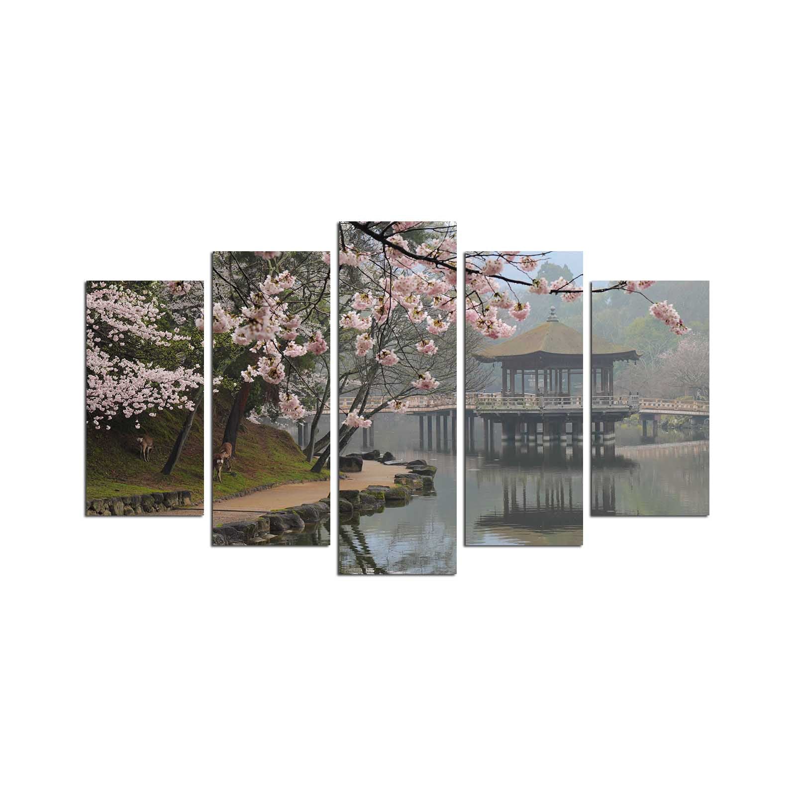 Pinturas Decorativas Elegantes em MDF (5 Peças), 100% MDF, 3 mm de Espessura | Tamanhos: 20x60 cm, 20x50 cm, 20x40 cm | Tamanho Total: 110x60 cm | Perfeito para Decoração de Casa