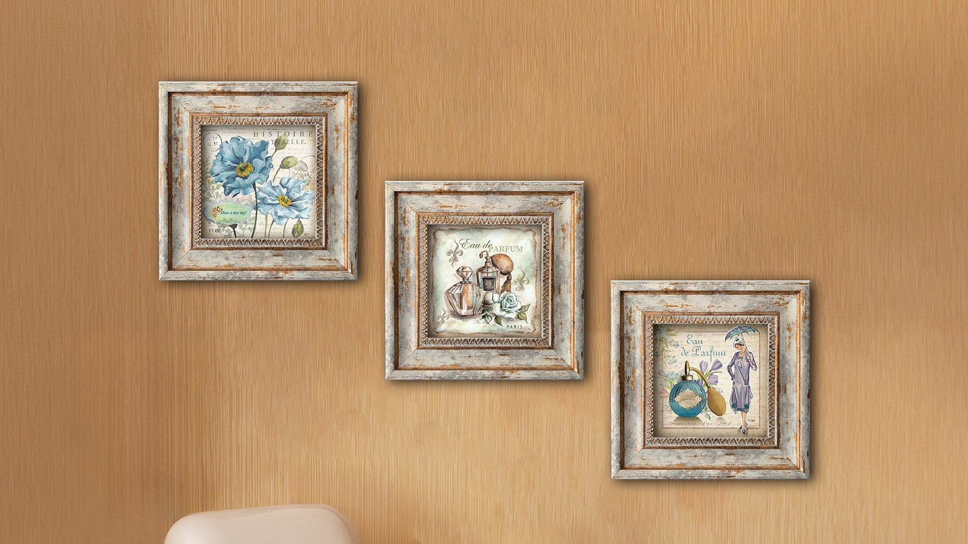 Huhu319 — Conjunto de 3 Quadros Decorativos em MDF com Moldura, 20 x 20 cm, Multicolorido (MDF 3 mm)