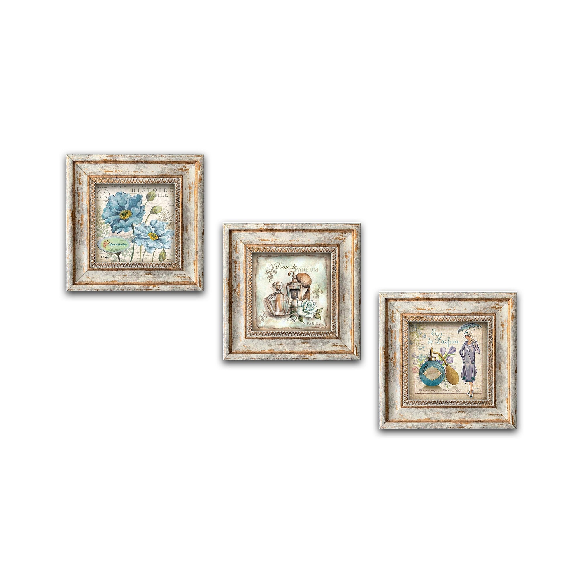 Conjunto de Quadros Decorativos Moldurados em MDF Huhu319 30x30 cm (3 Peças) – Multicolor