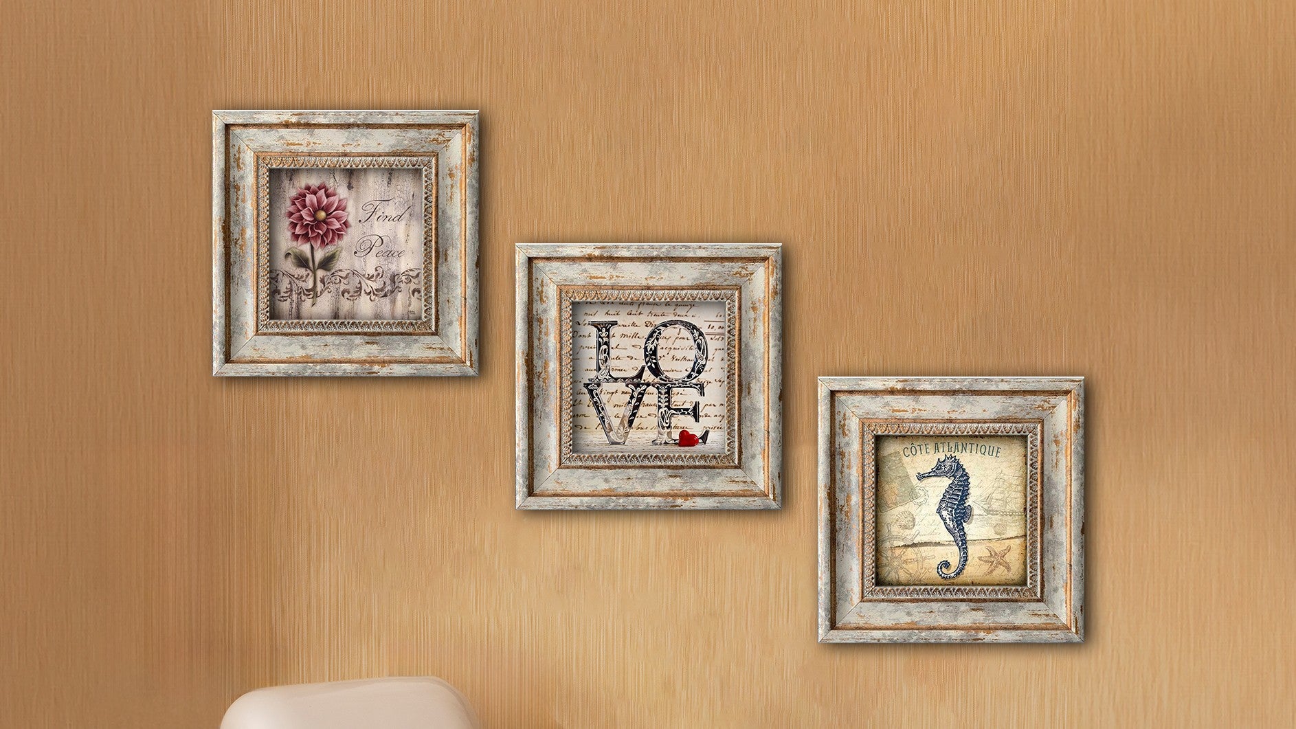 Tríptico Decorativo em MDF com Moldura 30x30 cm (3 Peças) – Multicolor | Huhu320