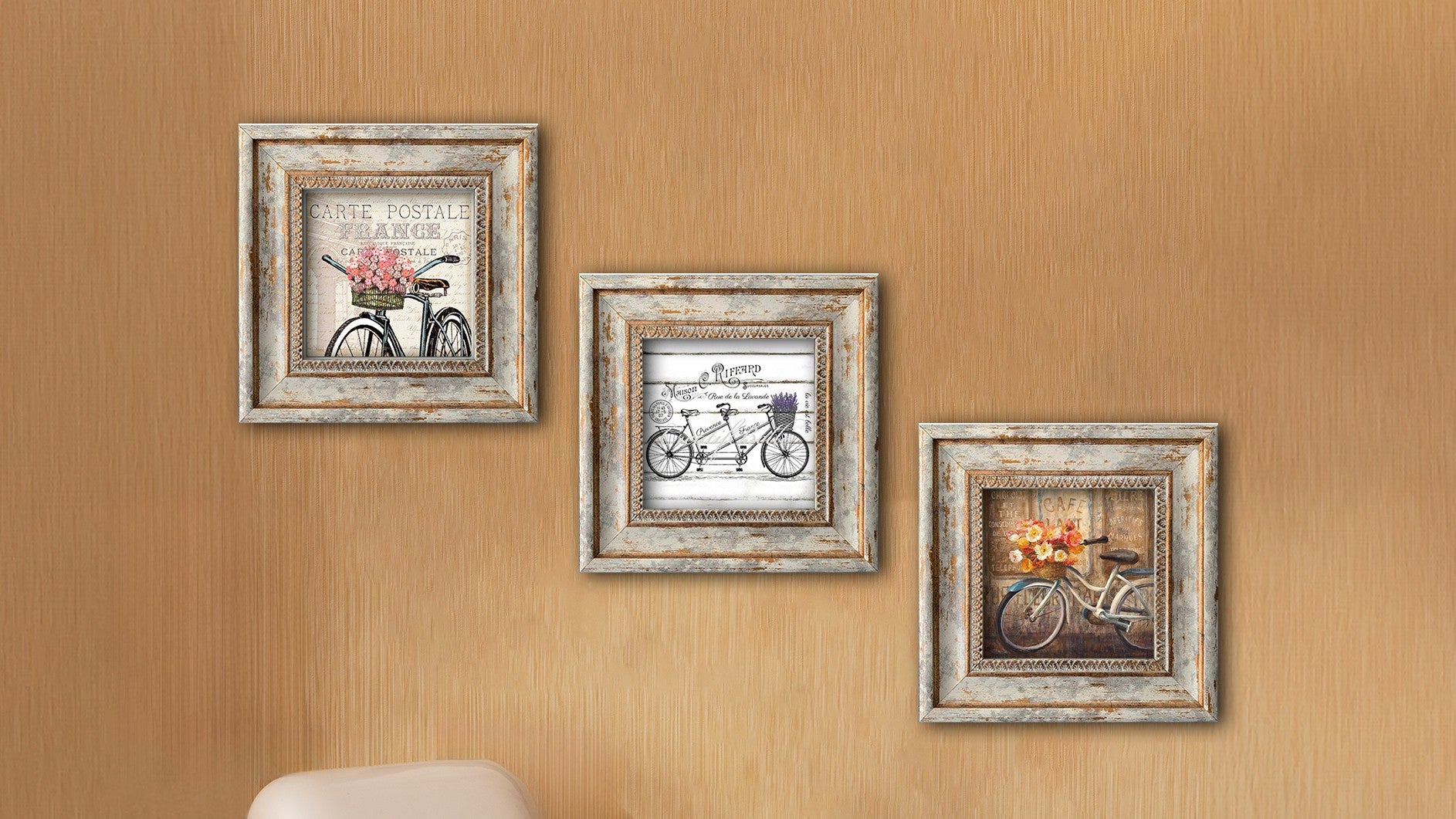 Tríptico Decorativo em MDF com Moldura 30x30 cm (3 Peças) – Huhu321, Multicolor