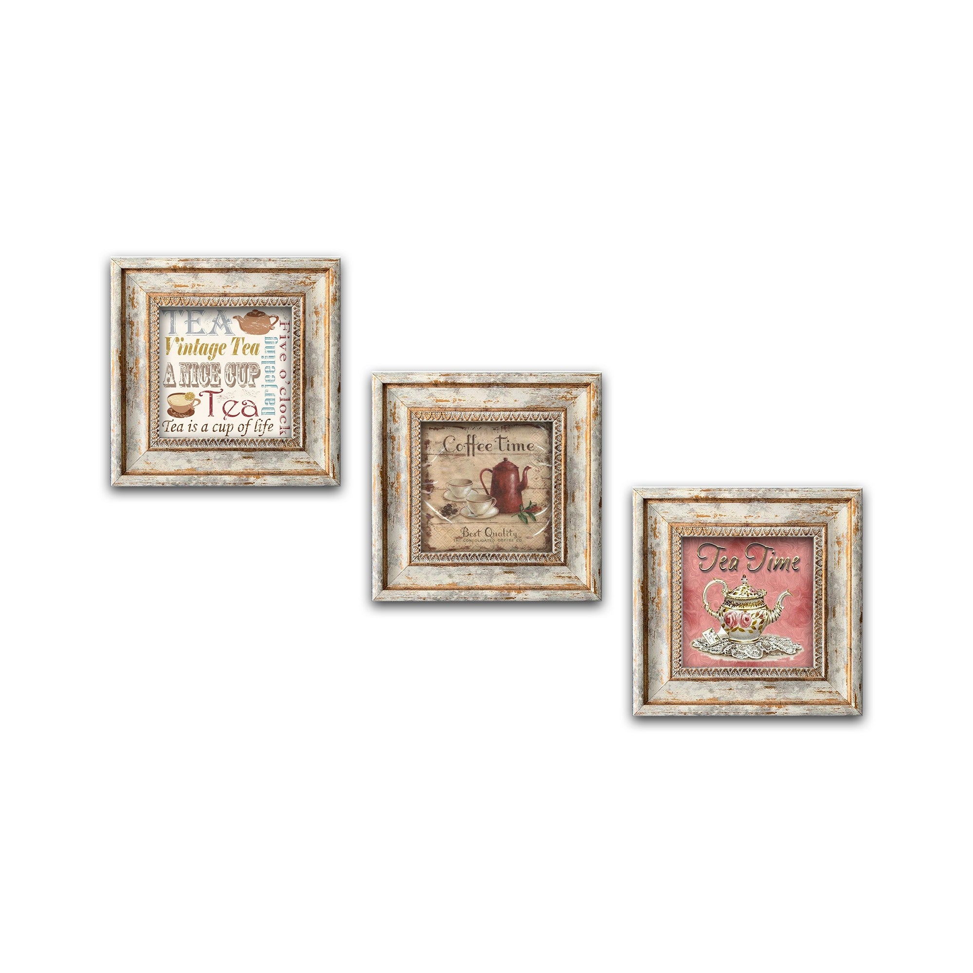 Quadro Decorativo em MDF com Moldura – Conjunto de 3 Peças 30x30 cm Multicolor Huhu323