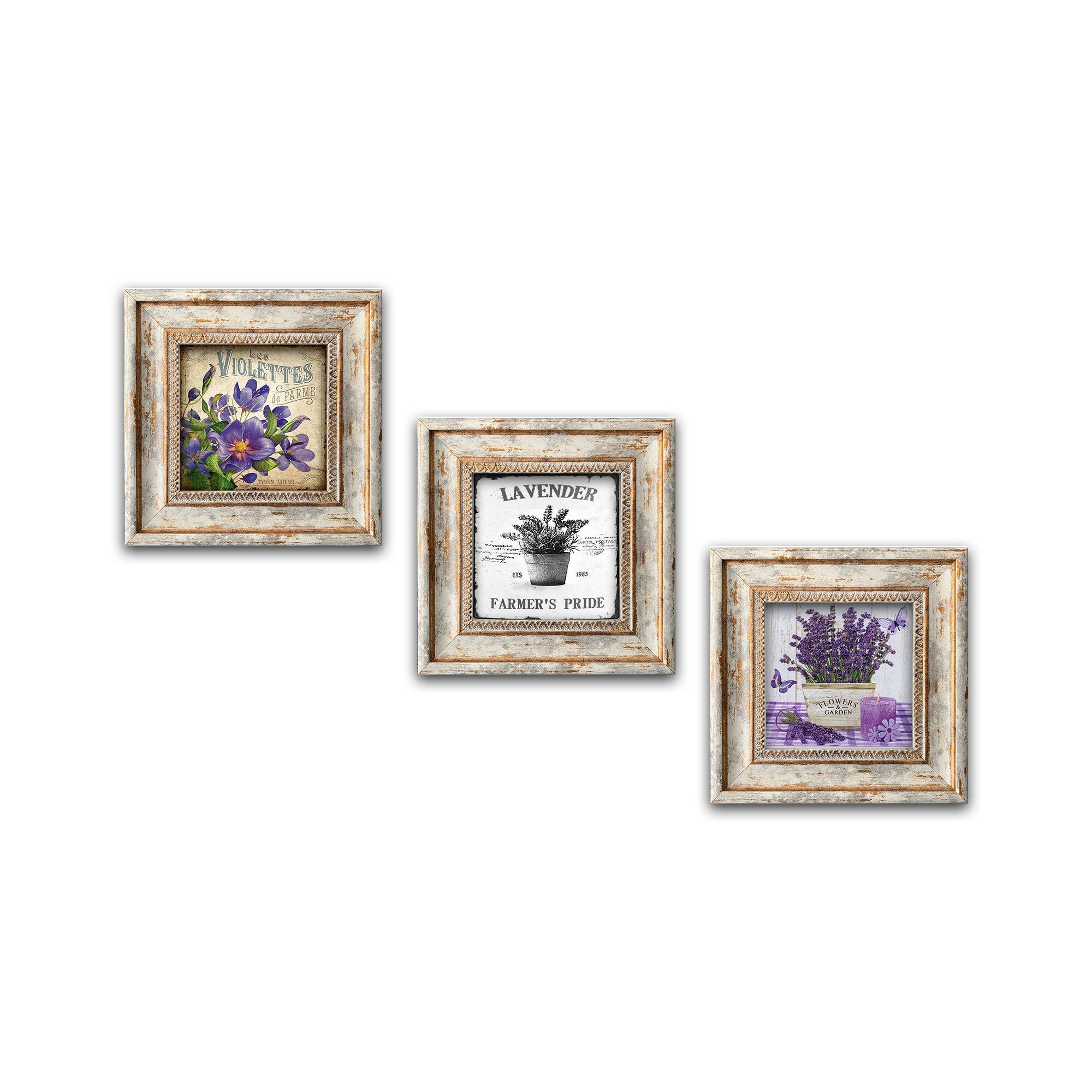 Conjunto de Quadros Decorativos com Moldura em MDF 100% (3 mm), 20 x 20 cm, Multicolor (3 Peças) – Huhu324