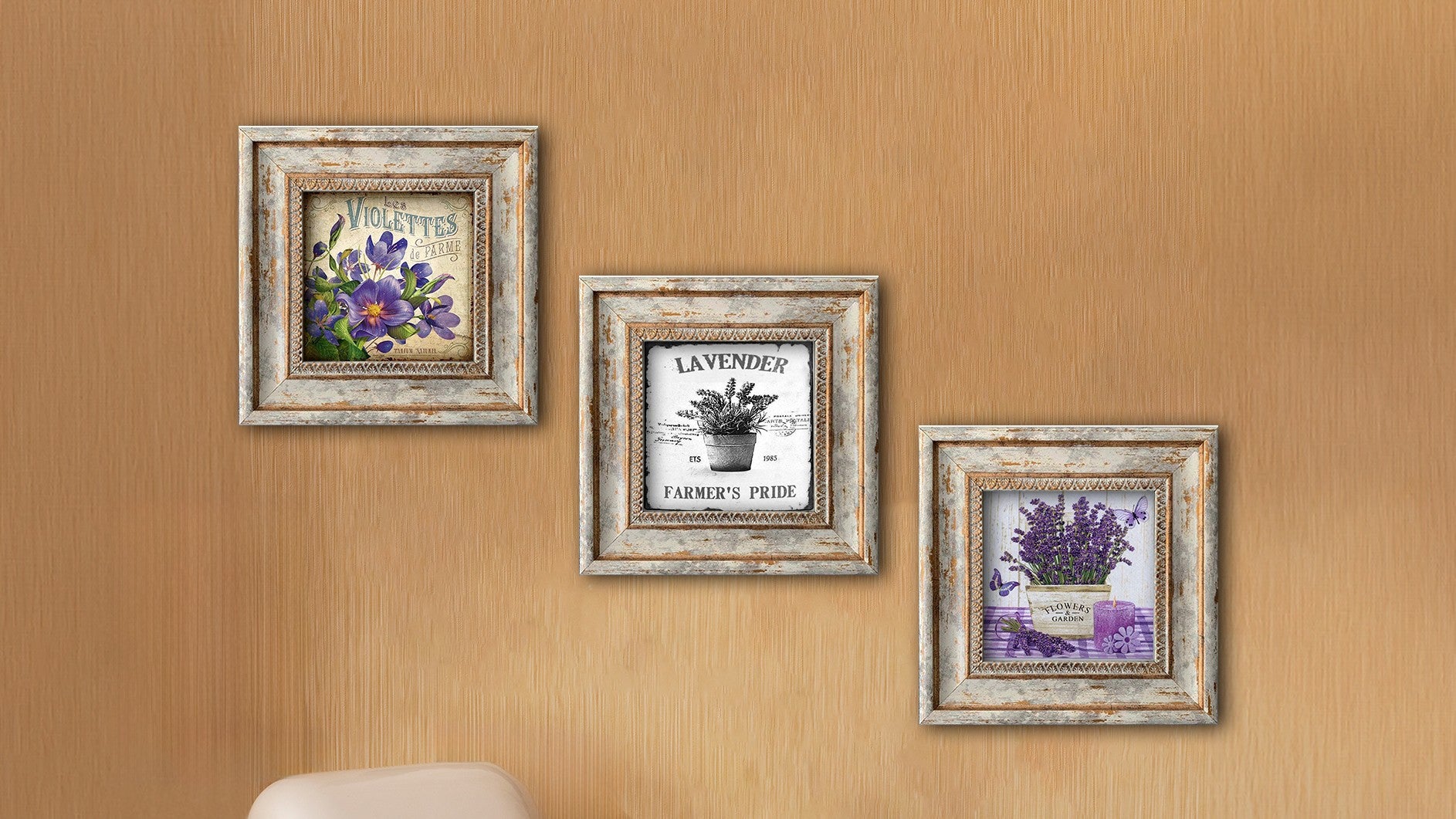 Huhu324 Conjunto de Quadros Decorativos em MDF (Emoldurados) – 3 Peças 30x30 cm, Multicolor