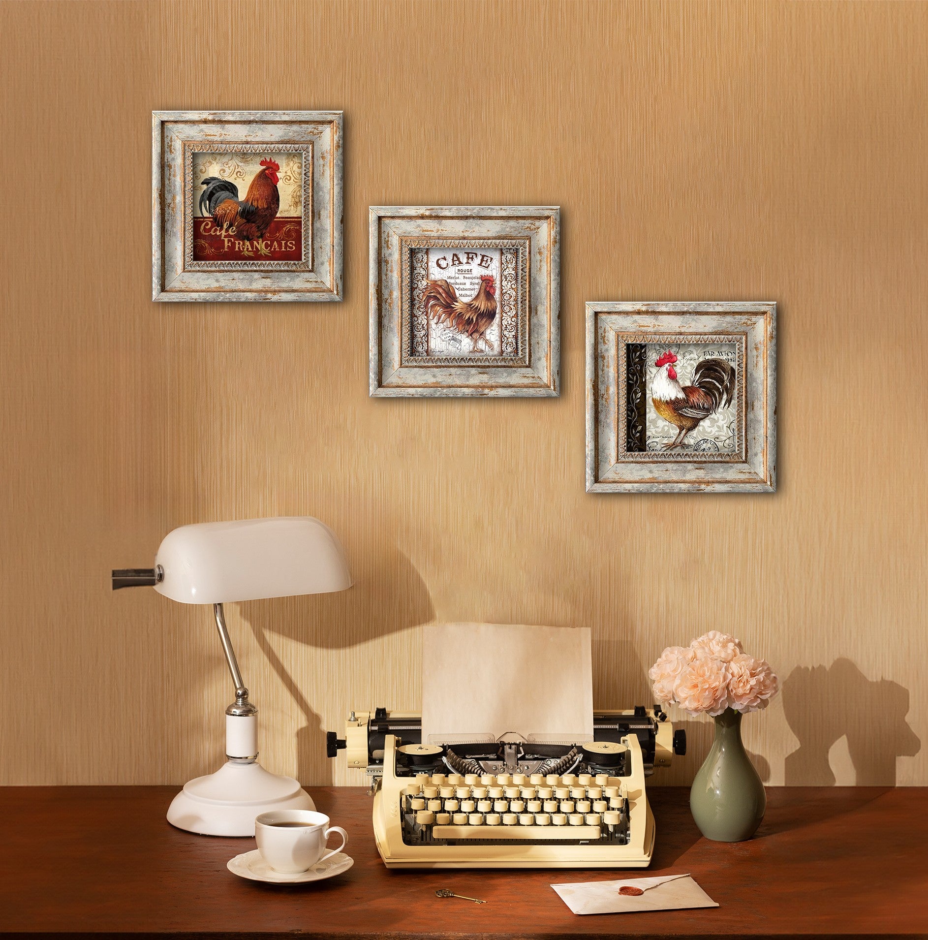 Conjunto de Quadros Decorativos em MDF com Moldura Huhu326, 3 Peças 20x20 cm, Multicolor