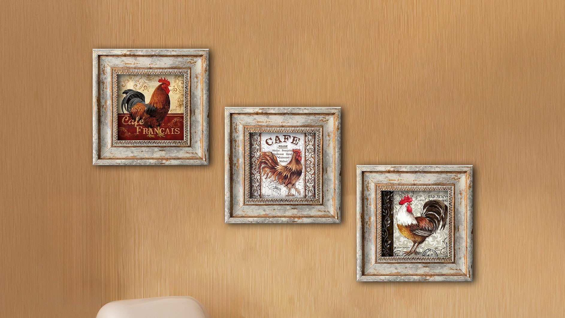 Conjunto de Quadros Decorativos em MDF com Moldura Huhu326, 3 Peças 20x20 cm, Multicolor