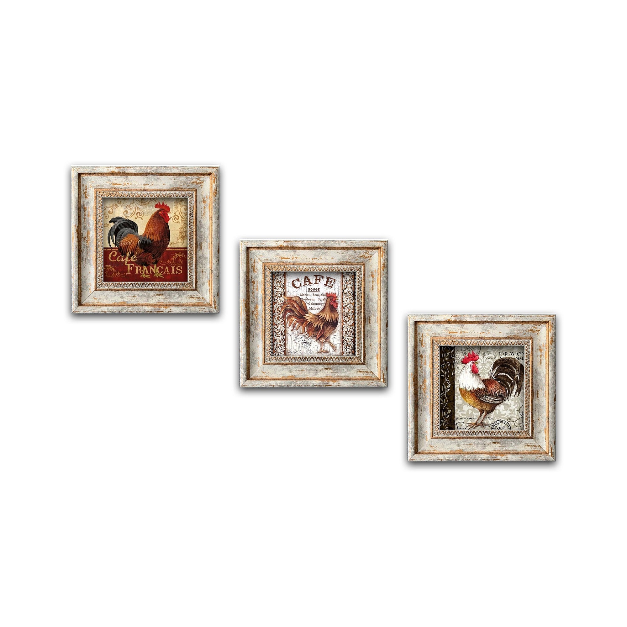 Huhu326 Tríptico Decorativo em MDF Enquadrado 30 x 30 cm (3 Peças) - Multicolorido