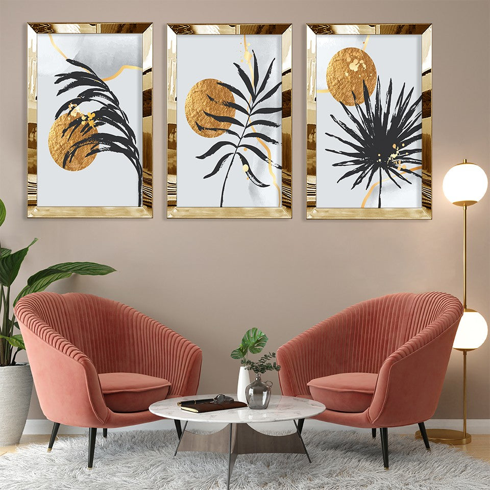 Huhu391 Quadro Decorativo Multicolor 30 x 40 cm - Conjunto de 3 Peças em MDF (3 mm) com Moldura em Plexiglass