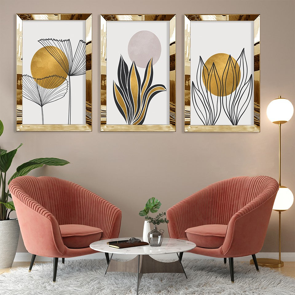 Quadro Decorativo Huhu400 30 x 40 cm – Conjunto de 3 Peças, Multicor, MDF e Moldura em Plexiglass