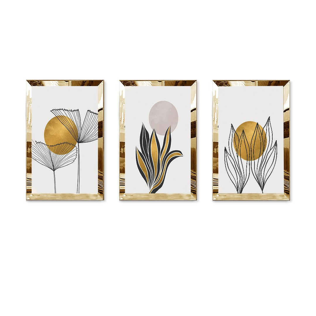 Quadro Decorativo Huhu400 30 x 40 cm – Conjunto de 3 Peças, Multicor, MDF e Moldura em Plexiglass