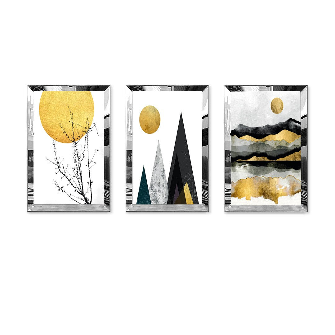 Quadro Decorativo Triplo Huhu401 30x40 cm (3 Peças) em MDF c/ Moldura Plexiglass – Multicolor (Ref. 233DWC1311)