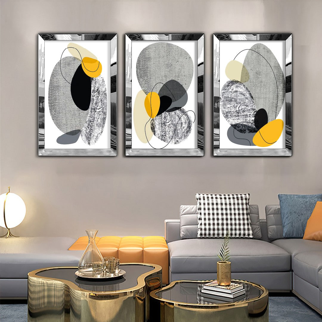 Conjunto de 3 Quadros Decorativos Huhu407 30 x 40 cm – MDF & Plexiglass, Multicolor (233DWC1317)
