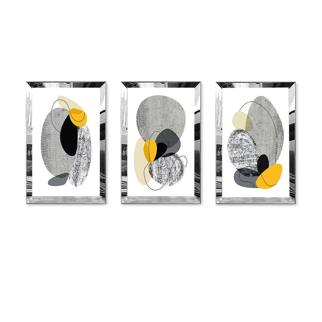Conjunto de 3 Quadros Decorativos Huhu407 30 x 40 cm – MDF & Plexiglass, Multicolor (233DWC1317)