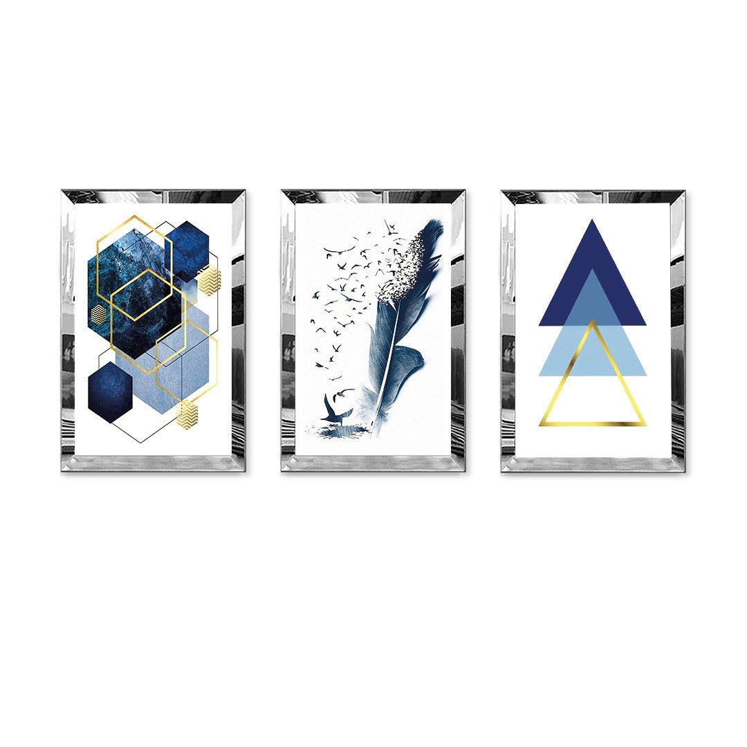 Huhu410 Quadro Decorativo Multicolor em MDF e Plexiglass – Conjunto de 3 Peças 30x40 cm