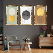 Quadro Decorativo 3 Peças Huhu397 em MDF e Plexiglass, Multicor, 40x60 cm