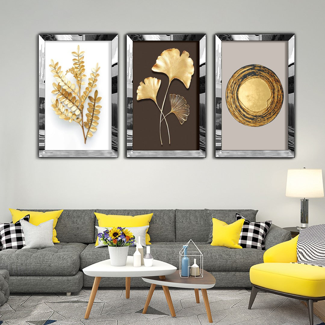 Tríptico Decorativo Multicolor em MDF e Plexiglass Huhu403, 40x60 cm (3 Peças)