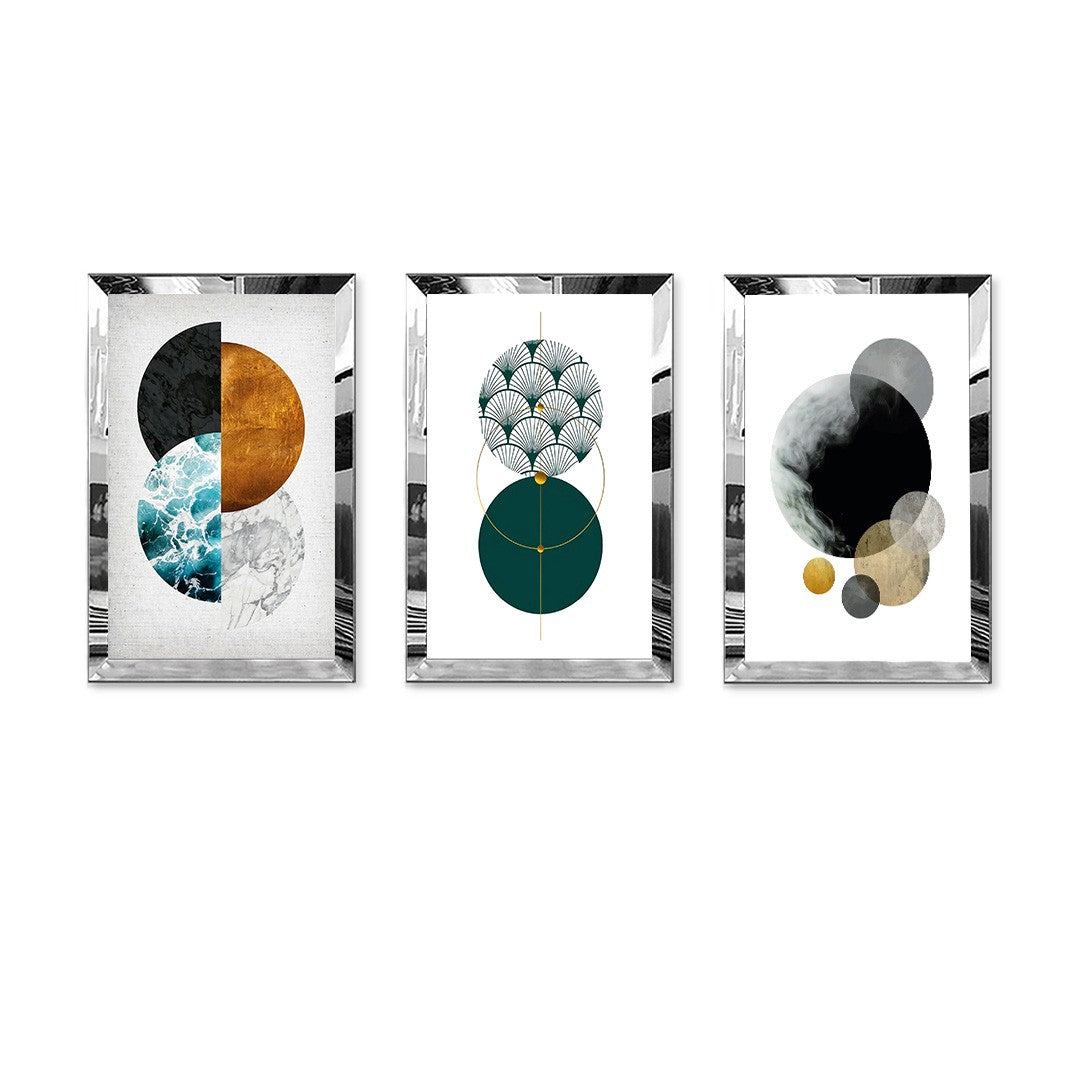 Quadro Decorativo Tríptico Multicolor em MDF e Plexiglass – 3 Peças 40x60 cm (Huhu404)