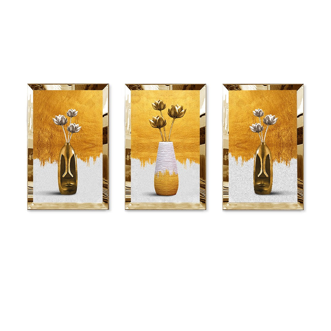 Huhu392 Quadro Decorativo Multicolor em MDF e Plexiglass, 50 x 70 cm (Conjunto de 3)