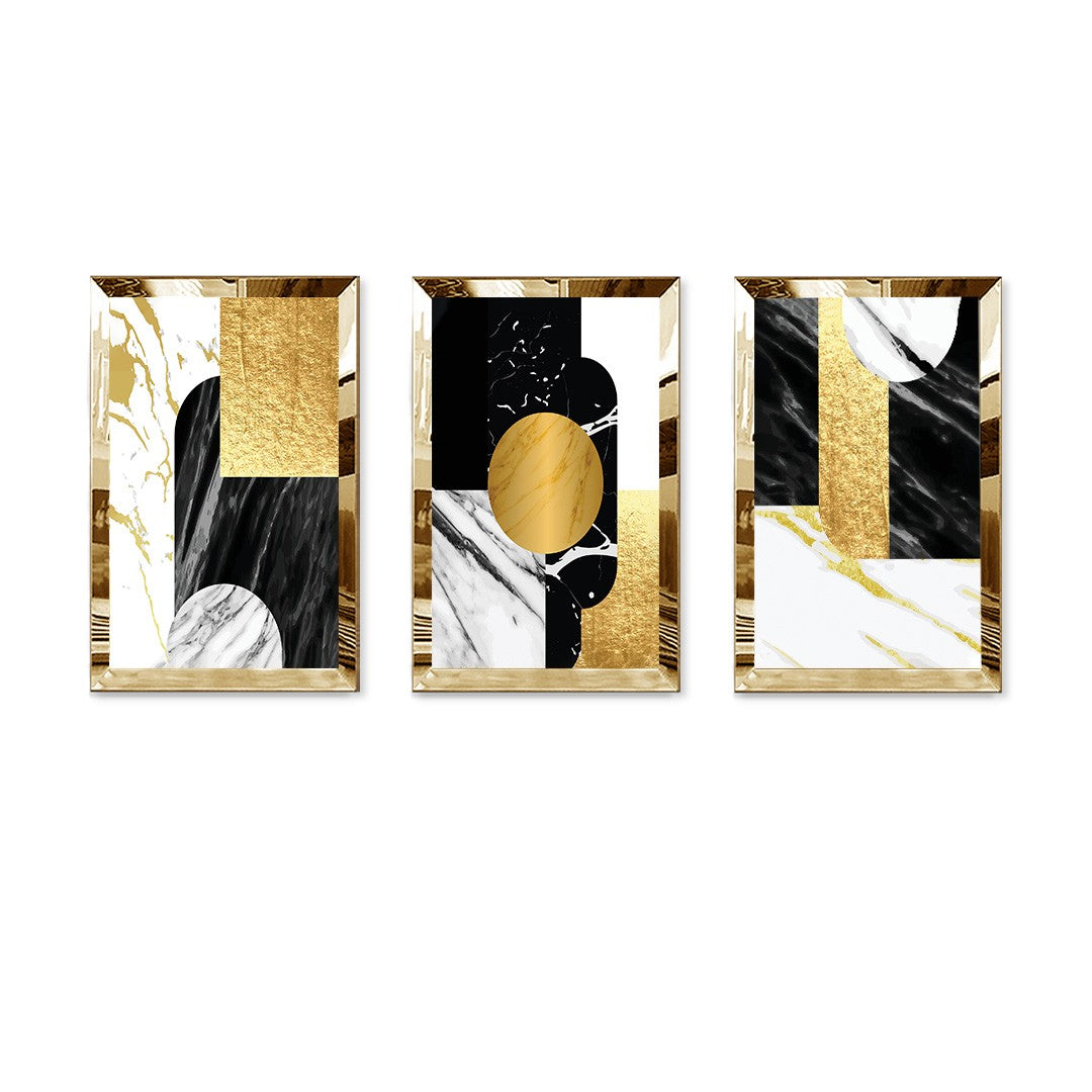 Quadro Decorativo Tripartido Huhu393 50x70 cm (3 Peças) – Multicolor, MDF & Plexiglass