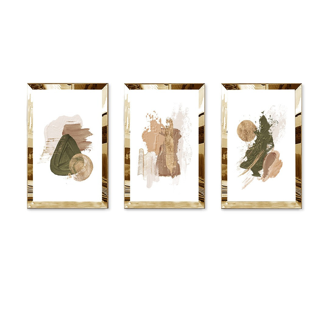 Quadro Decorativo Tríptico Huhu394 50x70 cm – Multicolor em MDF (3 mm) com Moldura em Plexiglass – Conjunto 3 Peças