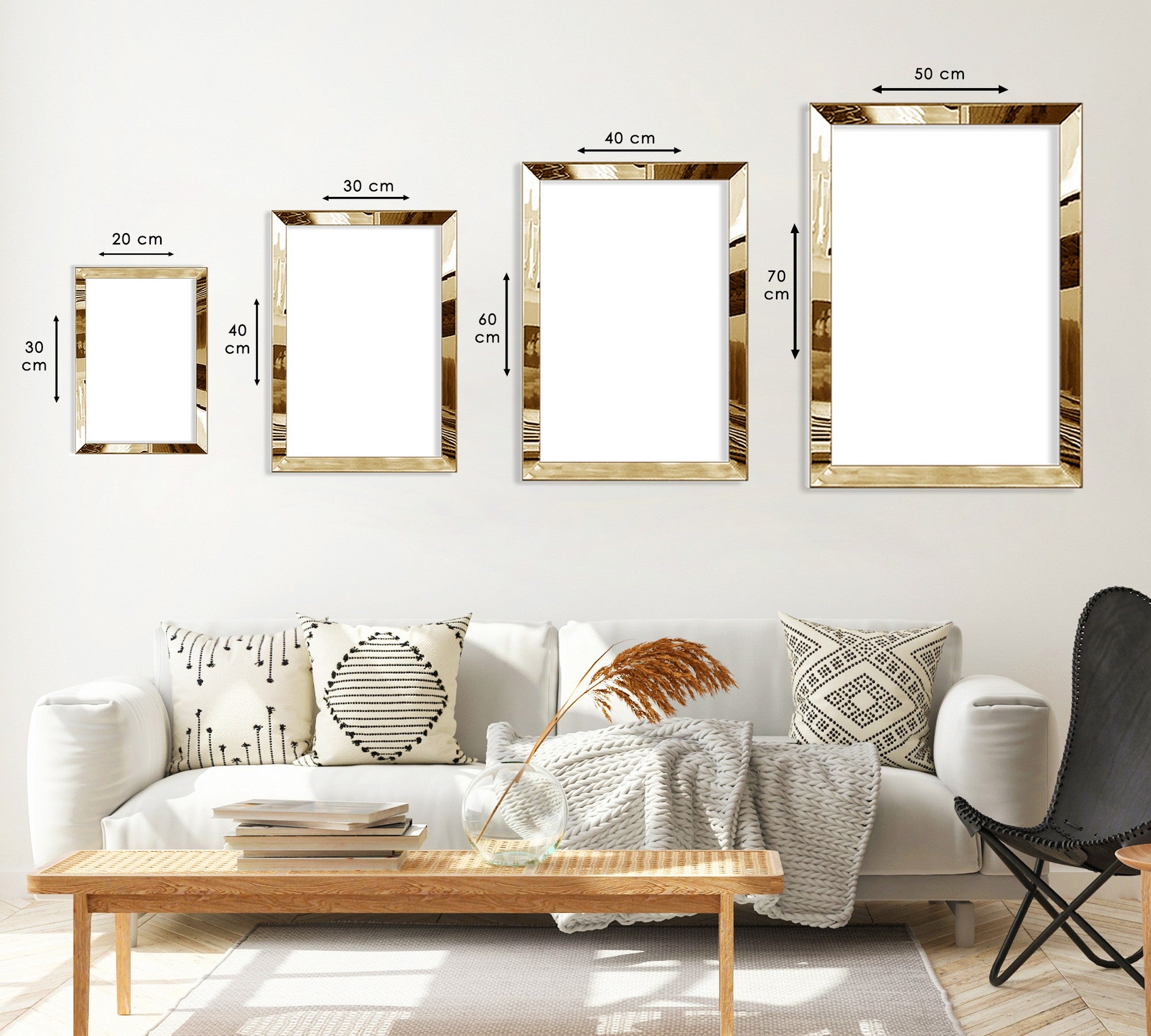 Quadro Decorativo Tríptico Huhu394 50x70 cm – Multicolor em MDF (3 mm) com Moldura em Plexiglass – Conjunto 3 Peças