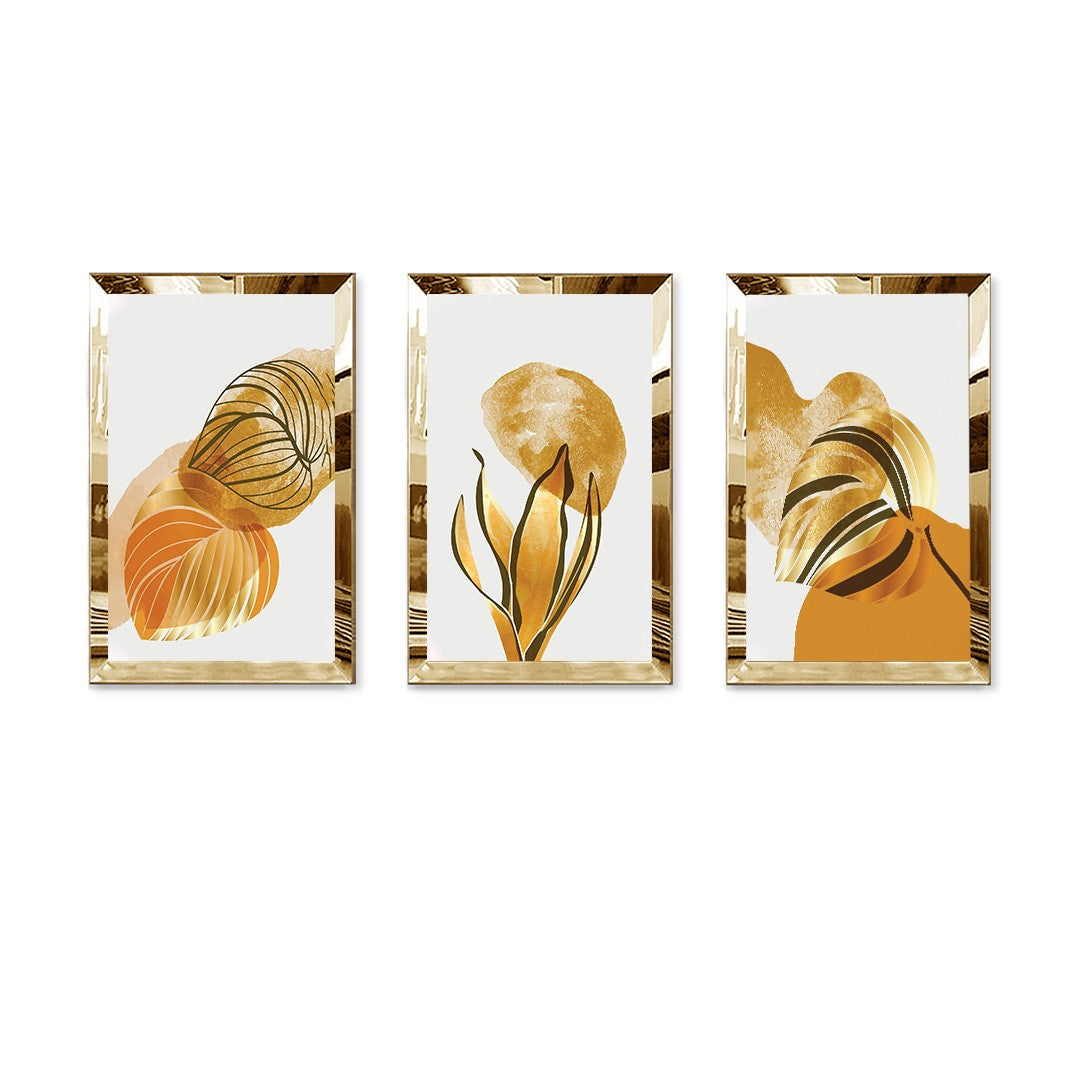 Quadro Decorativo 3 Peças Huhu399 50x70 cm – Multicor, MDF 3 mm com Moldura em Plexiglass