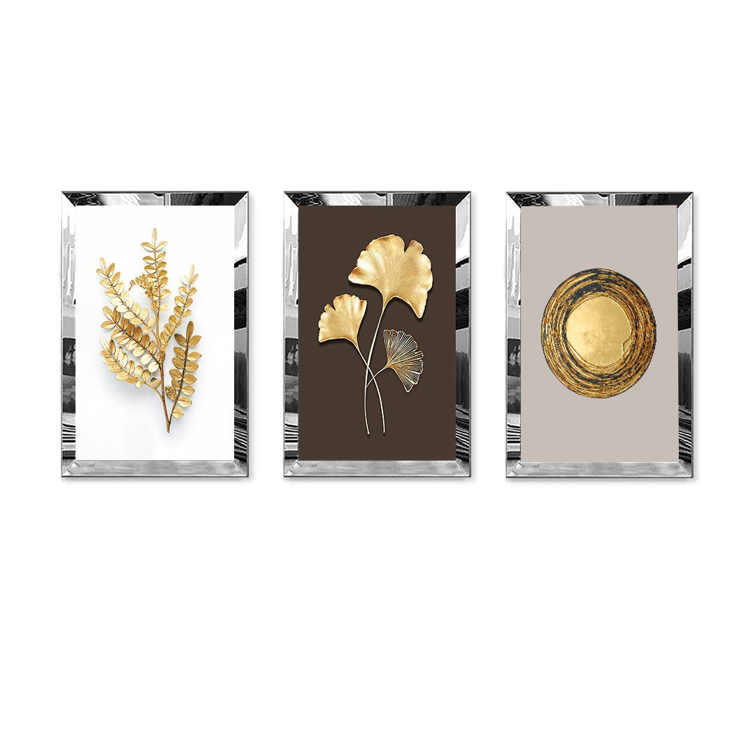 Quadro Decorativo Tríptico Huhu403 50x70 cm – Multicolor, MDF 3 mm com Moldura em Plexiglass (Conjunto 3 Peças)