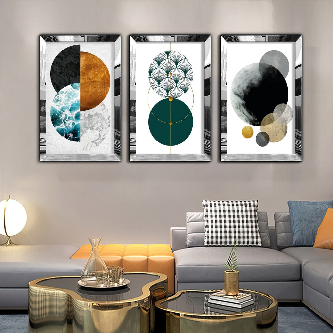 Conjunto de Quadros Decorativos Multicolor em MDF e Plexiglass (3 Peças) 50 x 70 cm – Huhu404
