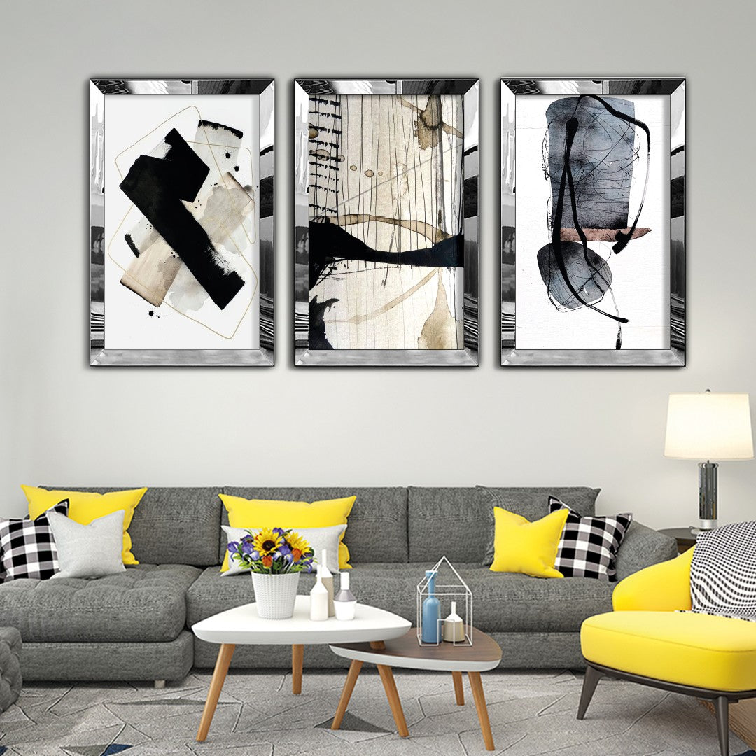 Quadro Decorativo Tripartido Huhu408, Multicolor, 50 x 70 cm (3 Peças) em MDF e Plexiglass