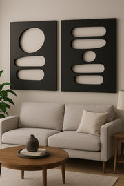 Conjunto de Quadros Decorativos em MDF (2 Peças) 50 x 70 cm – Preto, 18 mm – Hhloyma00002 | 233DWC1402