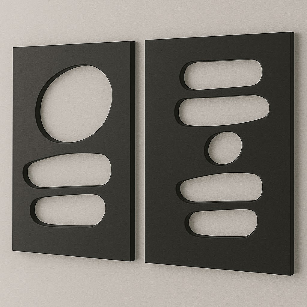 Conjunto de Quadros Decorativos em MDF (2 Peças) 50 x 70 cm – Preto, 18 mm – Hhloyma00002 | 233DWC1402