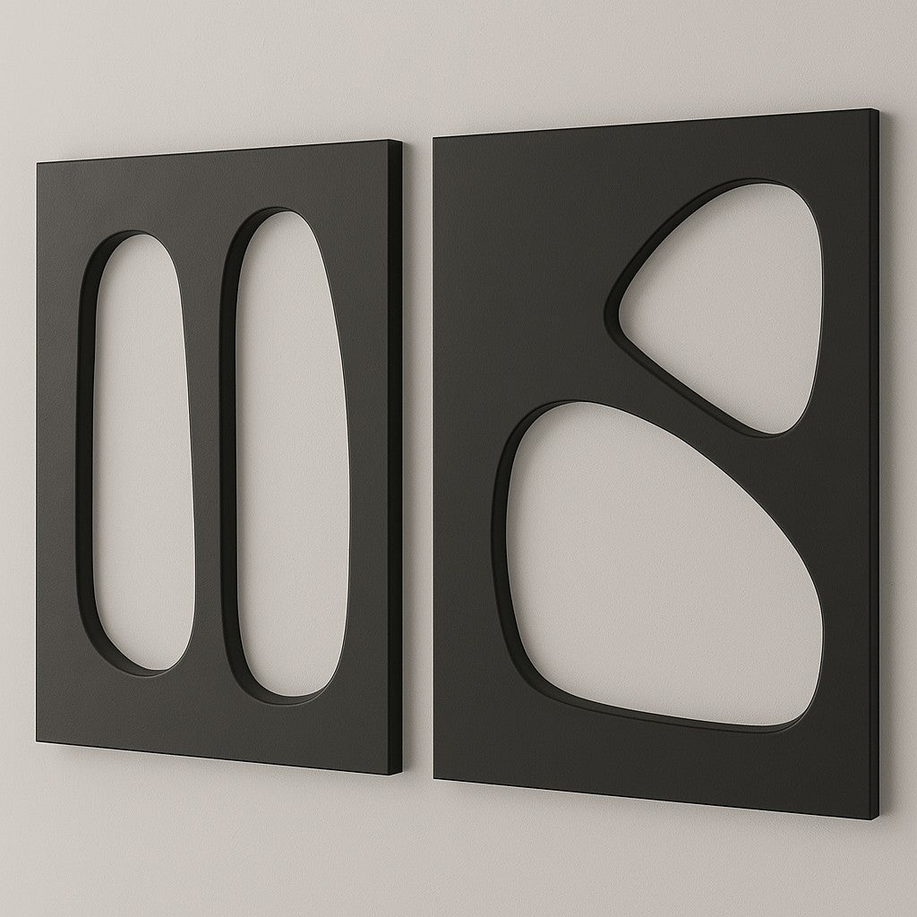 Conjunto de Quadros Decorativos em MDF 100% – Preto – 40 x 60 cm (2 Peças), 18 mm