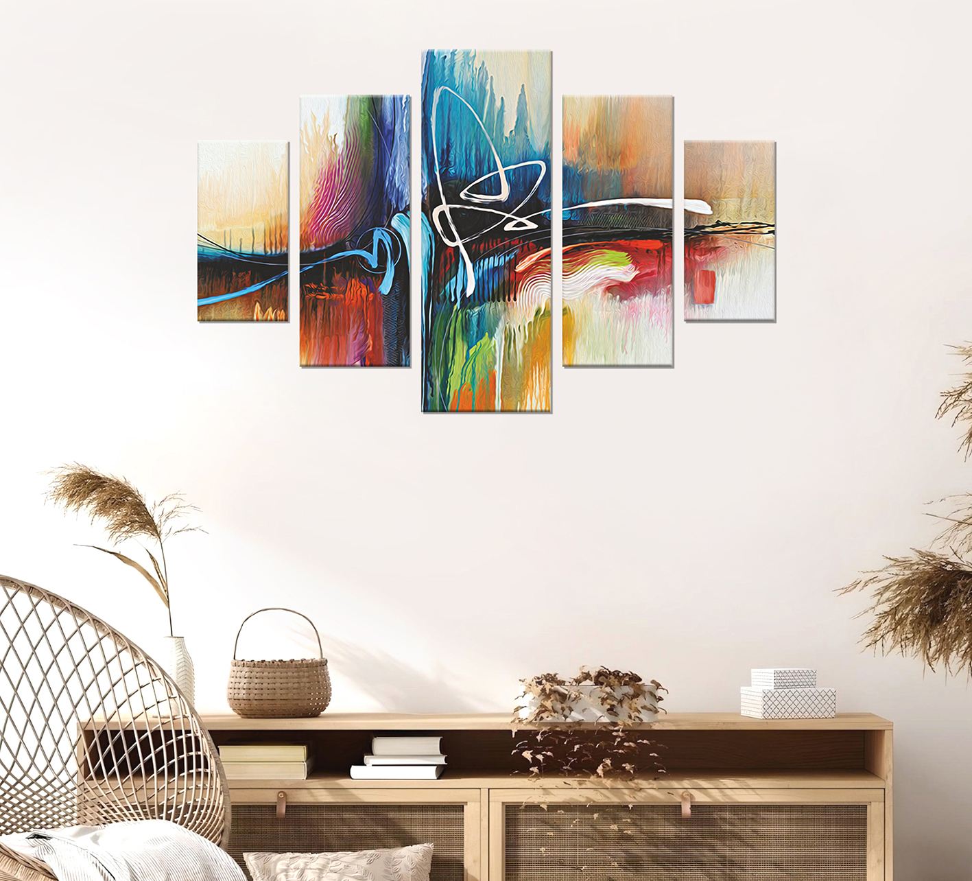 Pinturas Decorativas Elegantes em MDF (5 Peças), 100% MDF, Vários Tamanhos | Perfeitas para Decoração de Casa, Sala de Estar e Escritório | Arte Elegante e Única