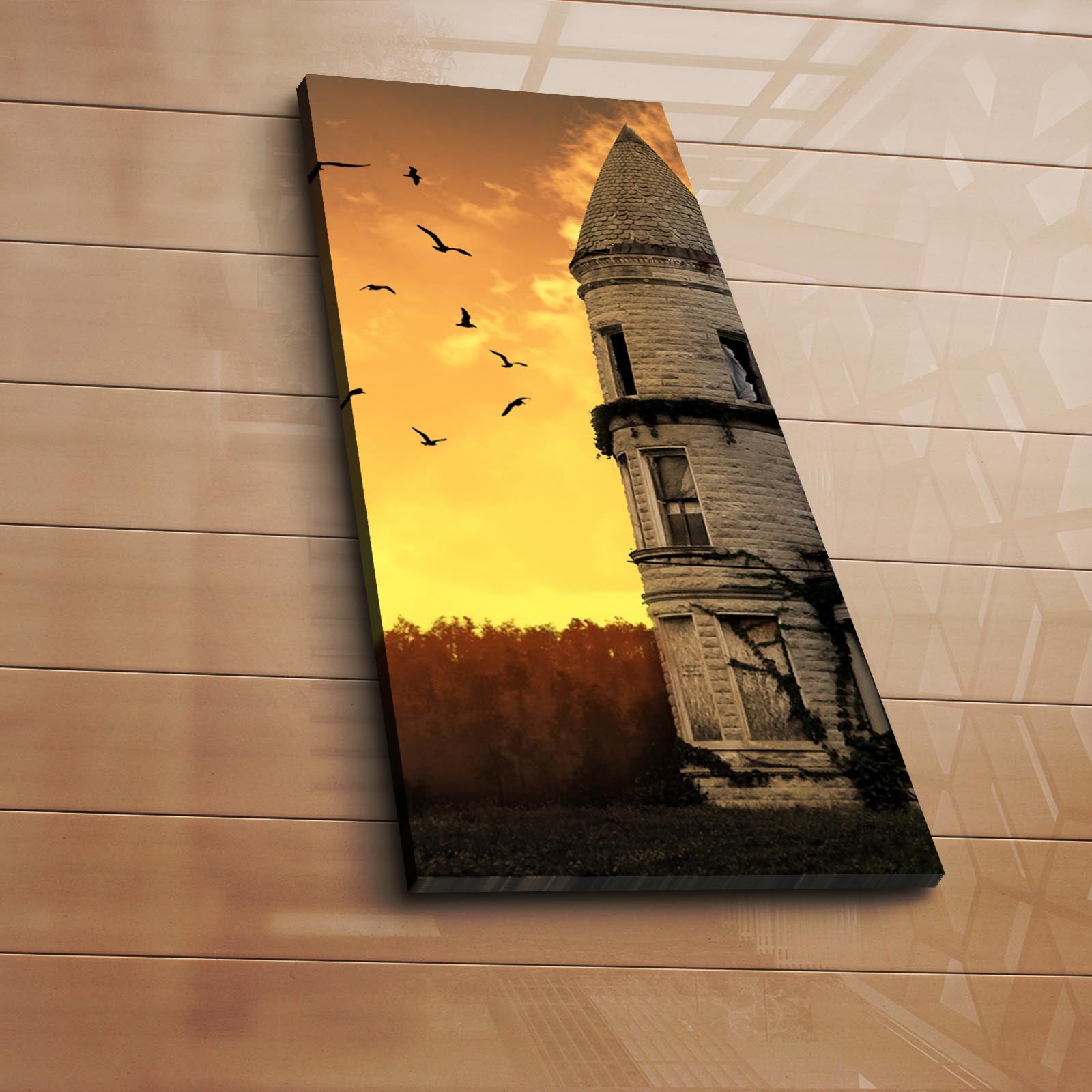 Quadro Decorativo Canvas Multicolor 30x70cm - Moldura Madeira