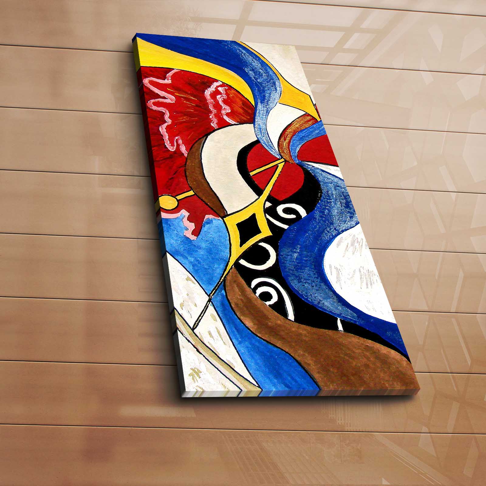 Tela Decorativa Multicolor 30x70cm - Moldura Madeira Premium