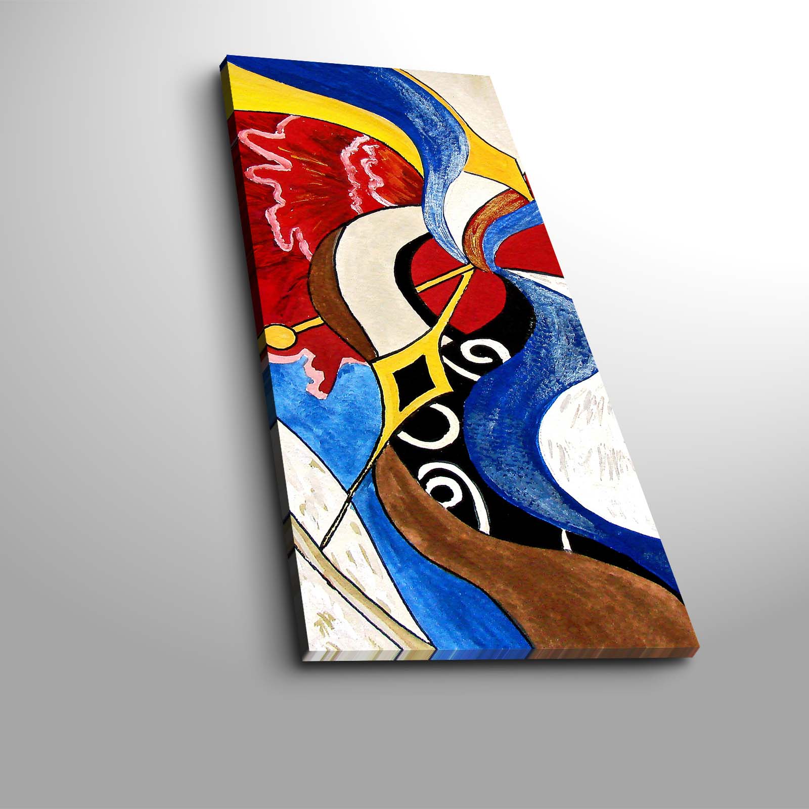 Tela Decorativa Multicolor 30x70cm - Moldura Madeira Premium